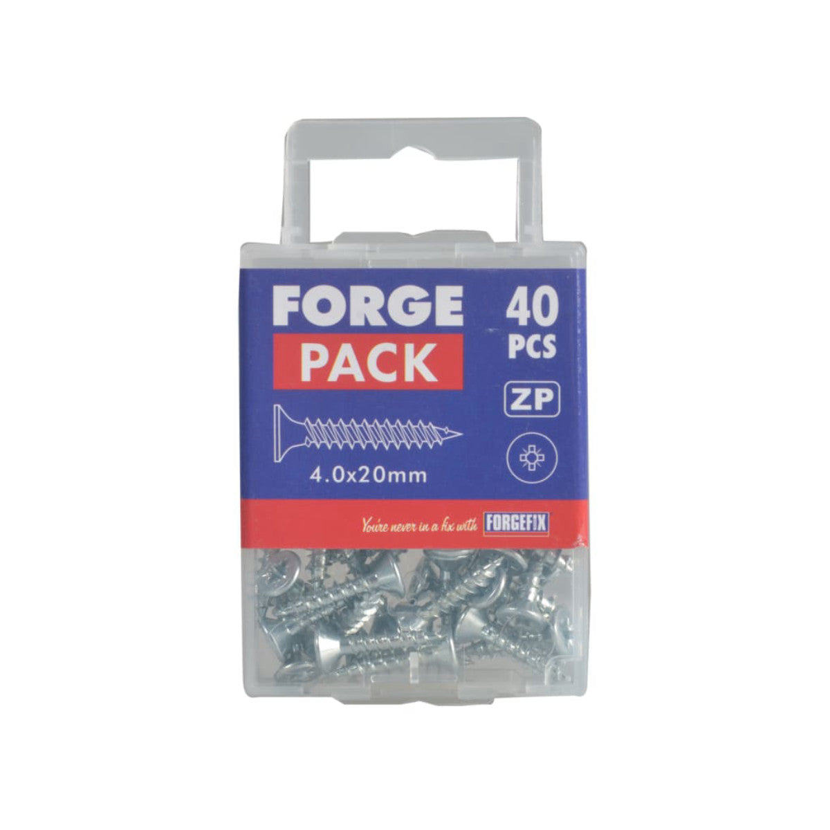 ForgeFix Multi-Purpose Pozi Compatible Screw CSK ST ZP 4.0 x 20mm Forge Pack 40 FORFPMP420Z