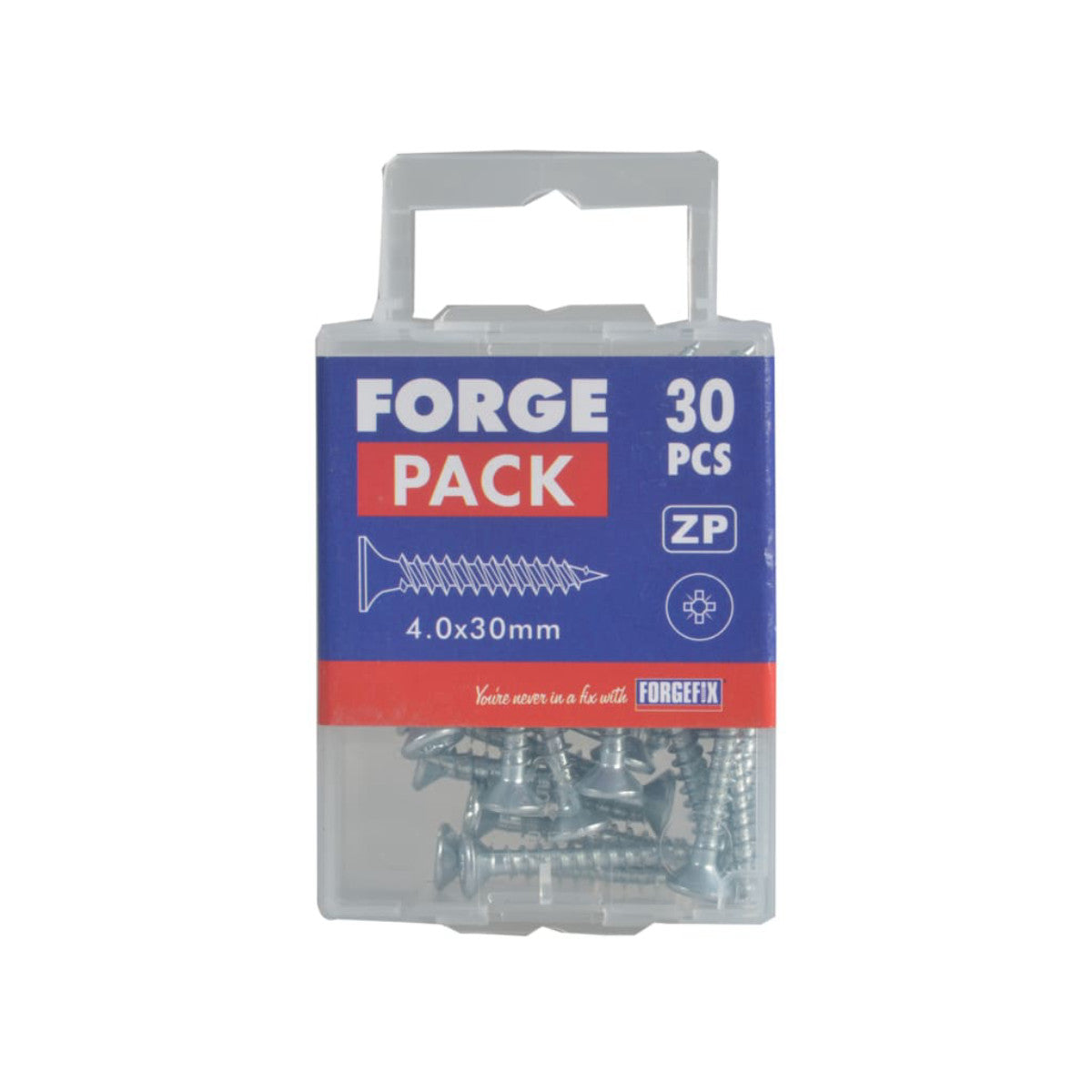ForgeFix Multi-Purpose Pozi Compatible Screw CSK ST ZP 4.0 x 30mm Forge Pack 30 FORFPMP430Z