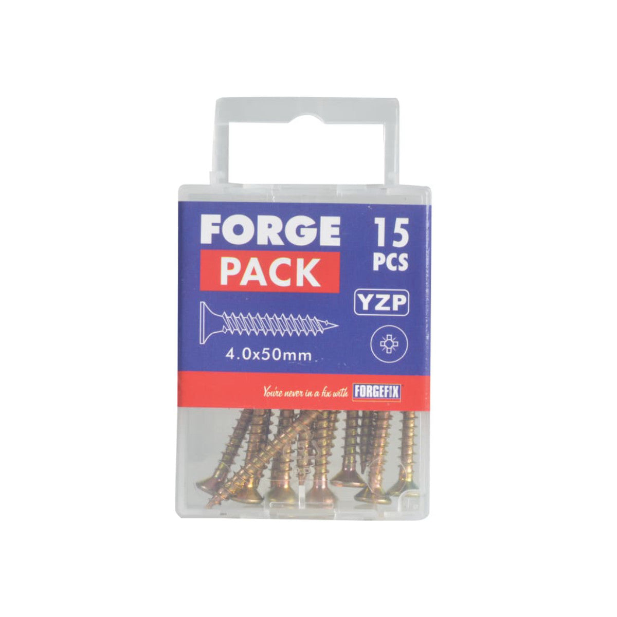 ForgeFix Multi-Purpose Pozi Compatible Screw CSK ST ZYP 4.0 x 50mm Forge Pack 15 FORFPMP450Y