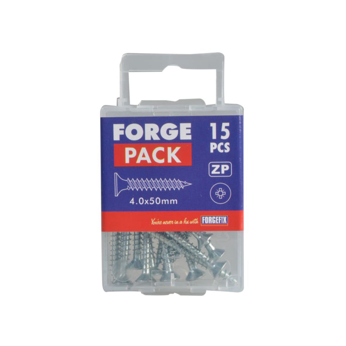 ForgeFix Multi-Purpose Pozi Compatible Screw CSK ST ZP 4.0 x 50mm Forge Pack 15 FORFPMP450Z
