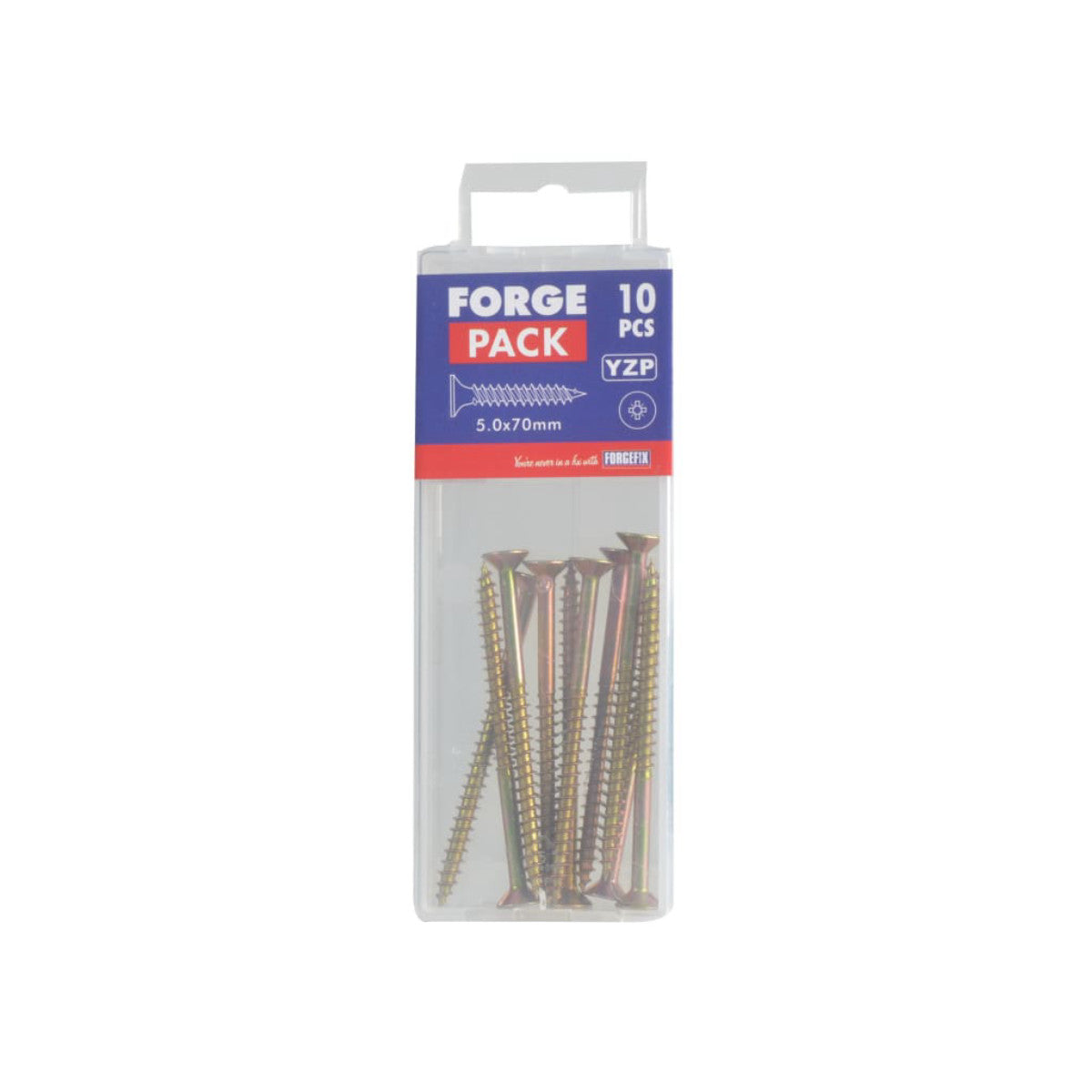 ForgeFix Multi-Purpose Pozi Compatible Screw CSK ST ZYP 5.0 x 70mm Forge Pack 10 FORFPMP570Y