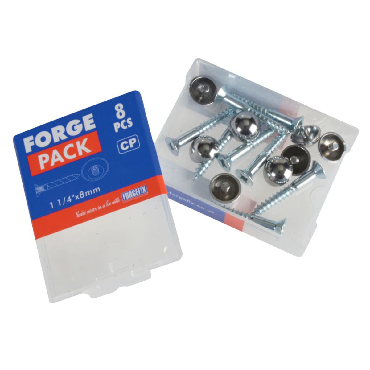 ForgeFix Mirror Screw Chrome Domed Top Slotted ZP 1.1/4in x 8 Forge Pack 8 FORFPMS1148