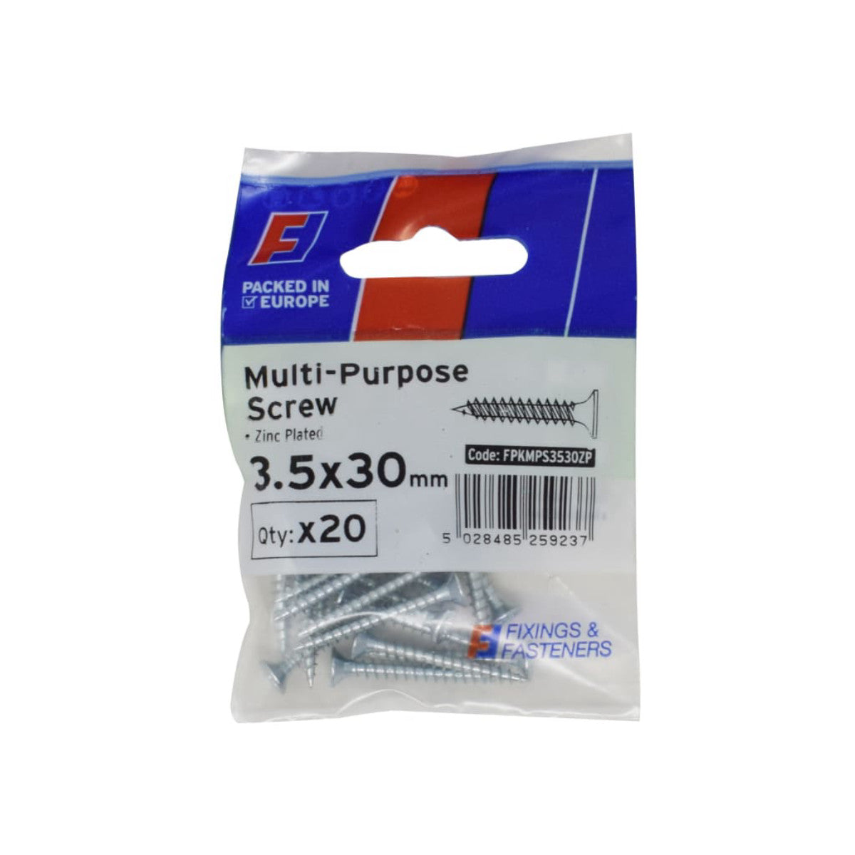 ForgeFix Multi-Purpose Pozi Screw CSK ST ZP 3.5 x 30mm ForgePack 20 FORFPMS3530Z