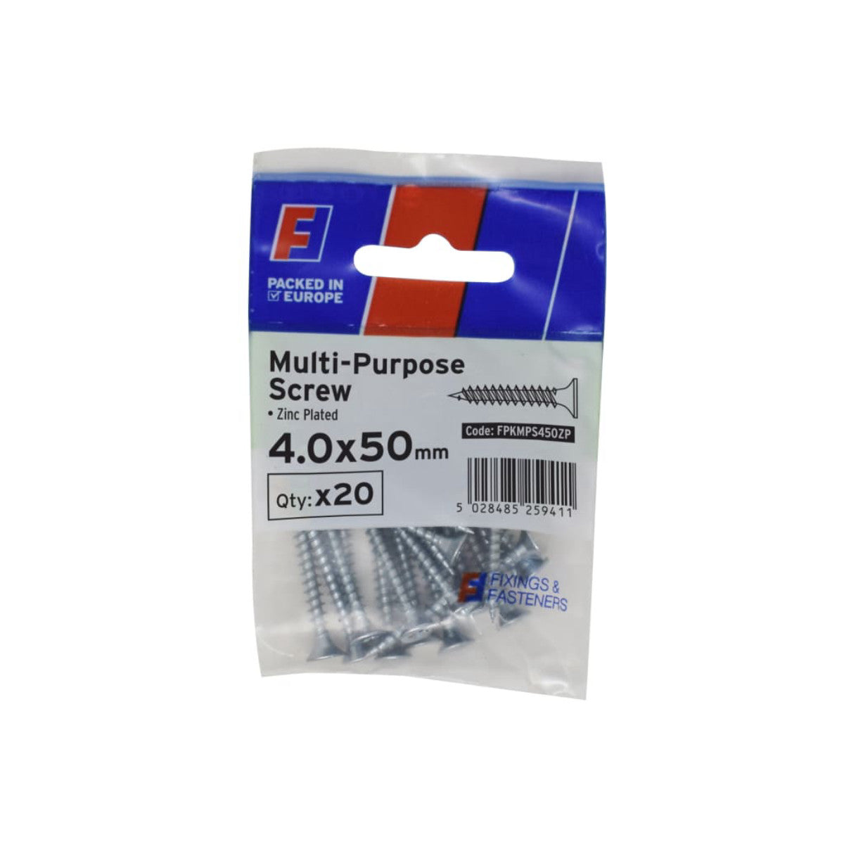 ForgeFix Multi-Purpose Pozi Screw CSK ST ZP 4.0 x 50mm ForgePack 10 FORFPMS450Z