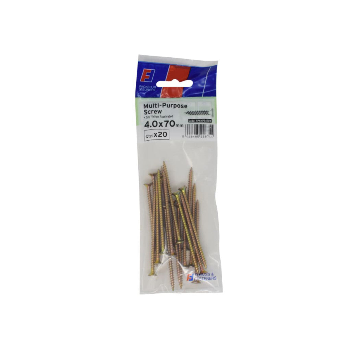 ForgeFix Multi-Purpose Pozi Screw CSK ST ZYP 4.0 x 70mm ForgePack 20 FORFPMS470Y