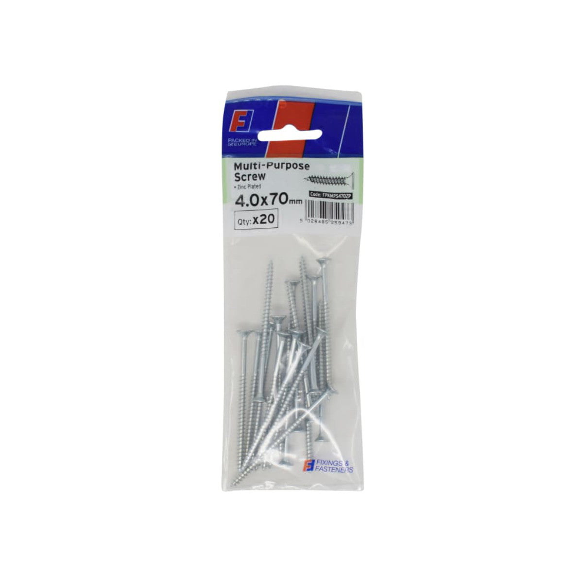 ForgeFix Multi-Purpose Pozi Screw CSK ST ZP 4.0 x 70mm ForgePack 20 FORFPMS470Z