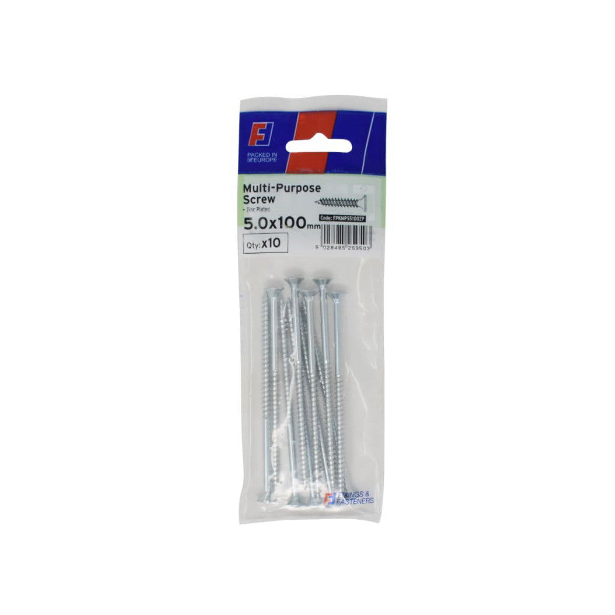 ForgeFix Multi-Purpose Pozi Screw CSK ST ZP 5.0 x 100mm ForgePack 10 FORFPMS5100Z