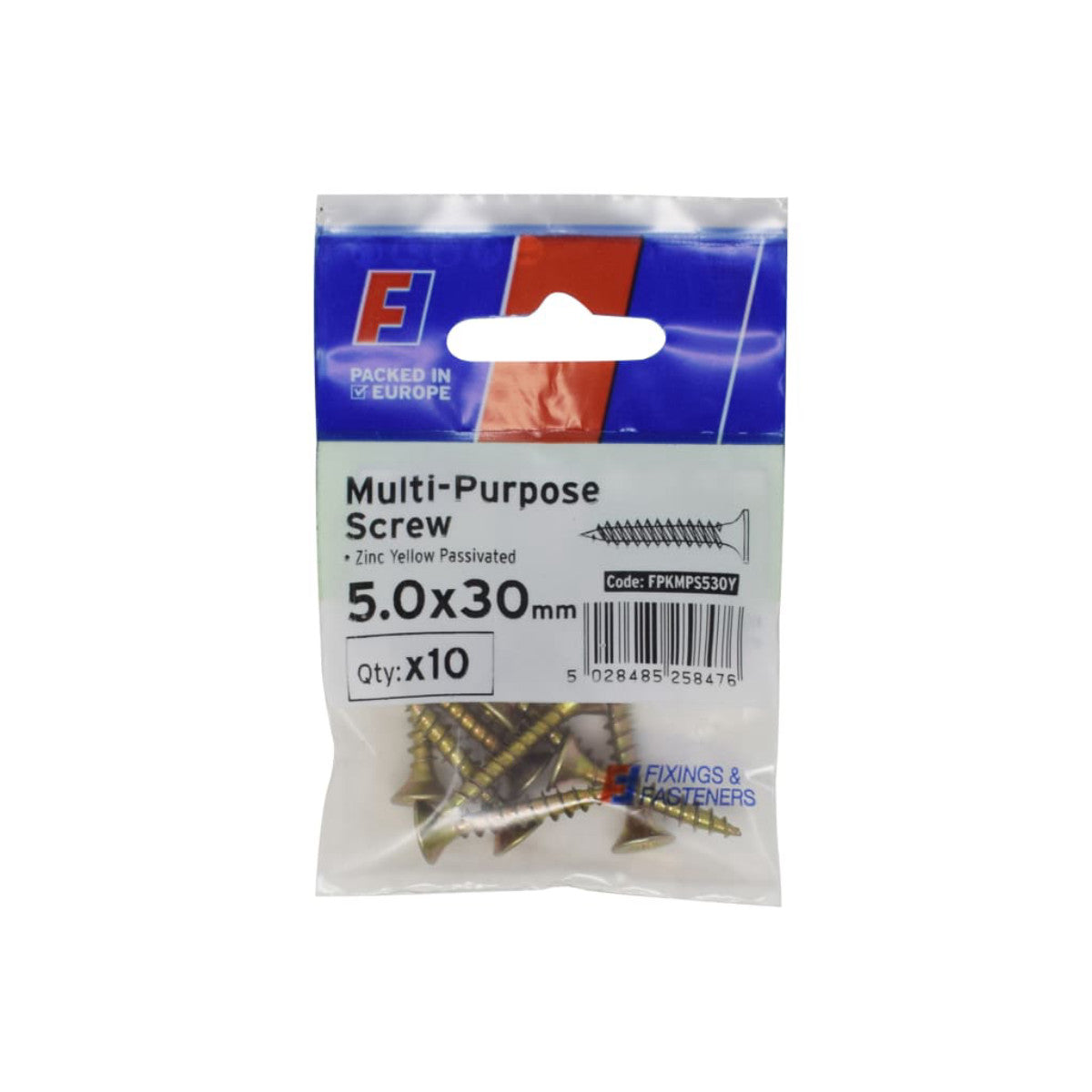 ForgeFix Multi-Purpose Pozi Screw CSK ST ZYP 5.0 x 30mm ForgePack 10 FORFPMS530Y