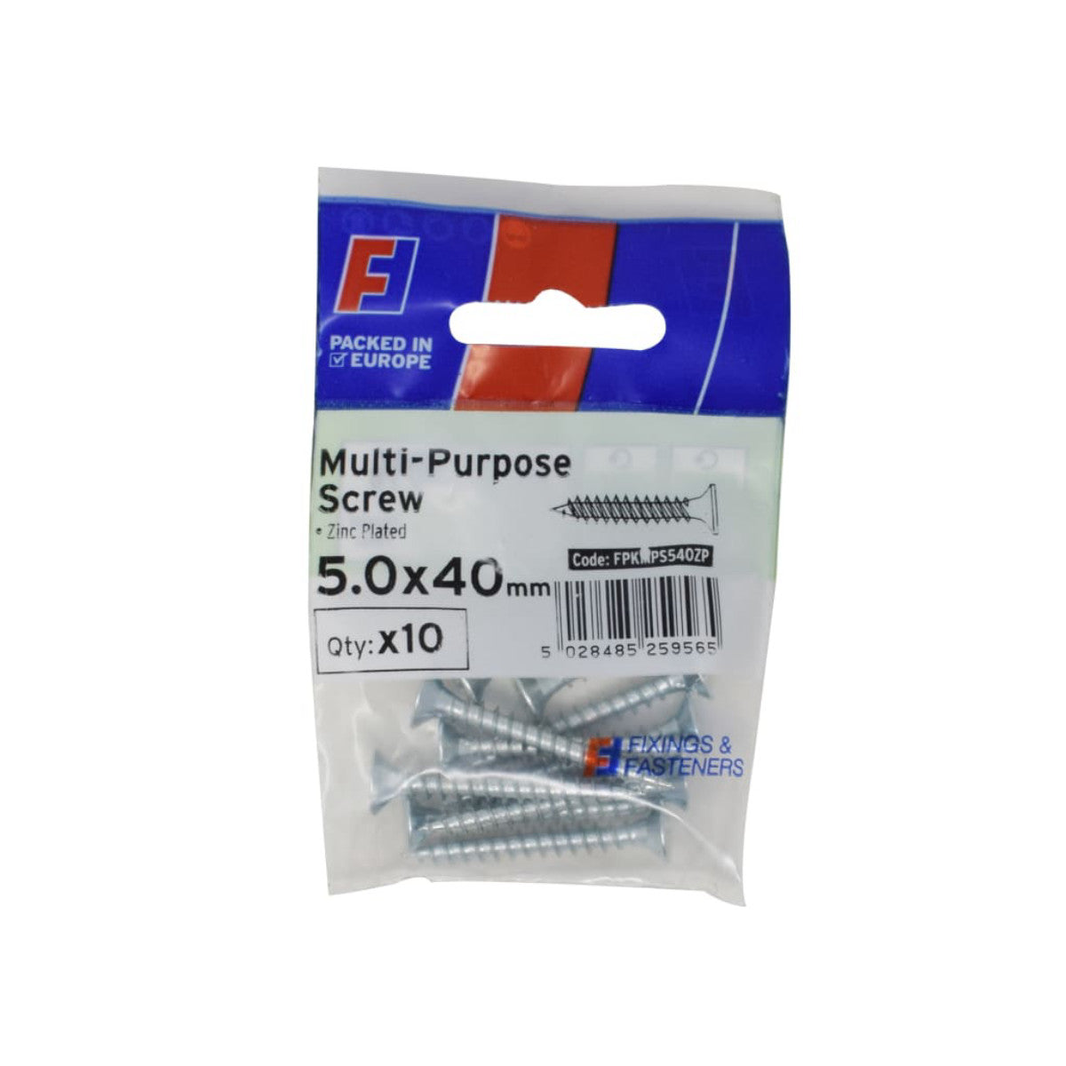 ForgeFix Multi-Purpose Pozi Screw CSK ST ZP 5.0 x 40mm ForgePack 10 FORFPMS540Z