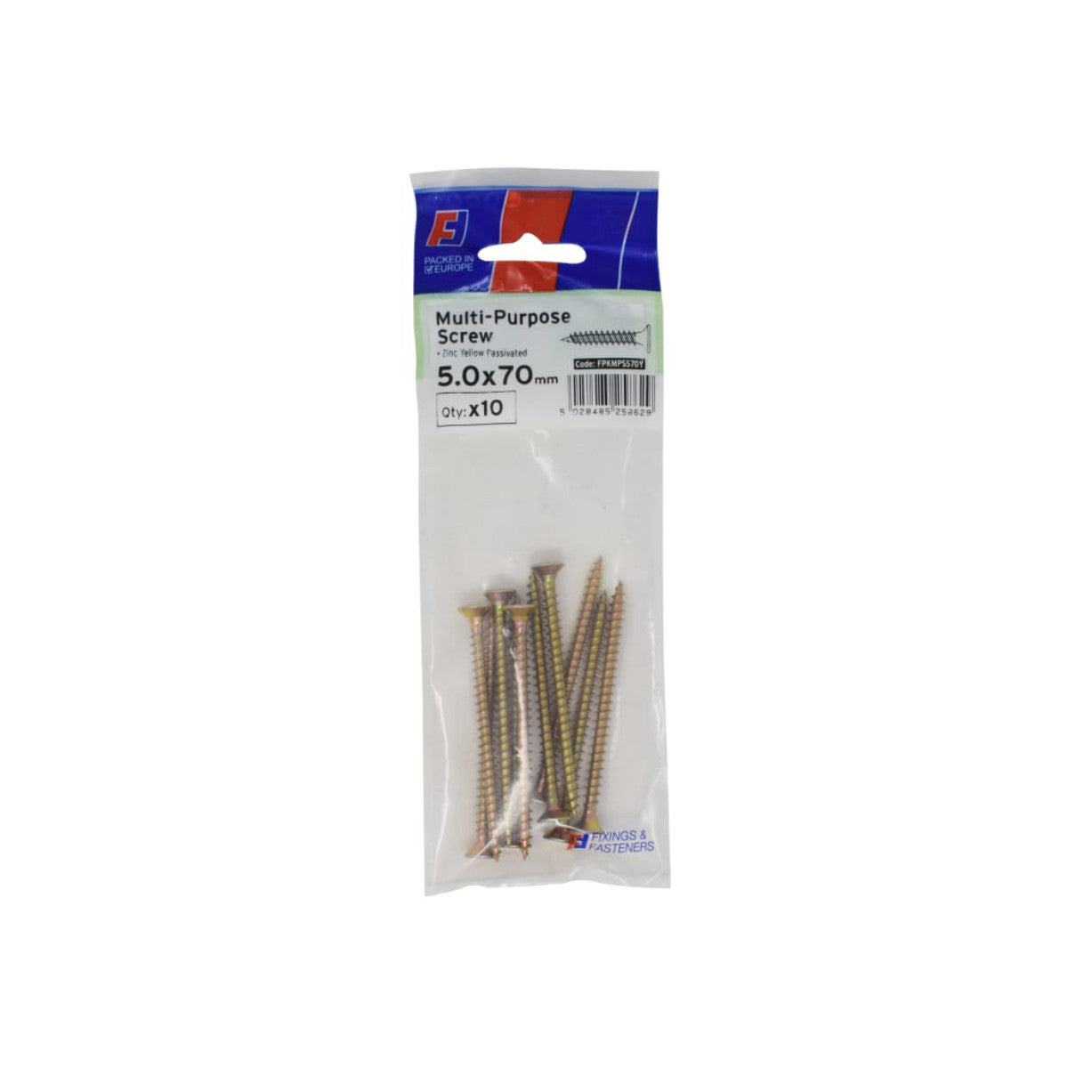 ForgeFix Multi-Purpose Pozi Screw CSK ST ZYP 5.0 x 70mm ForgePack 10 FORFPMS570Y