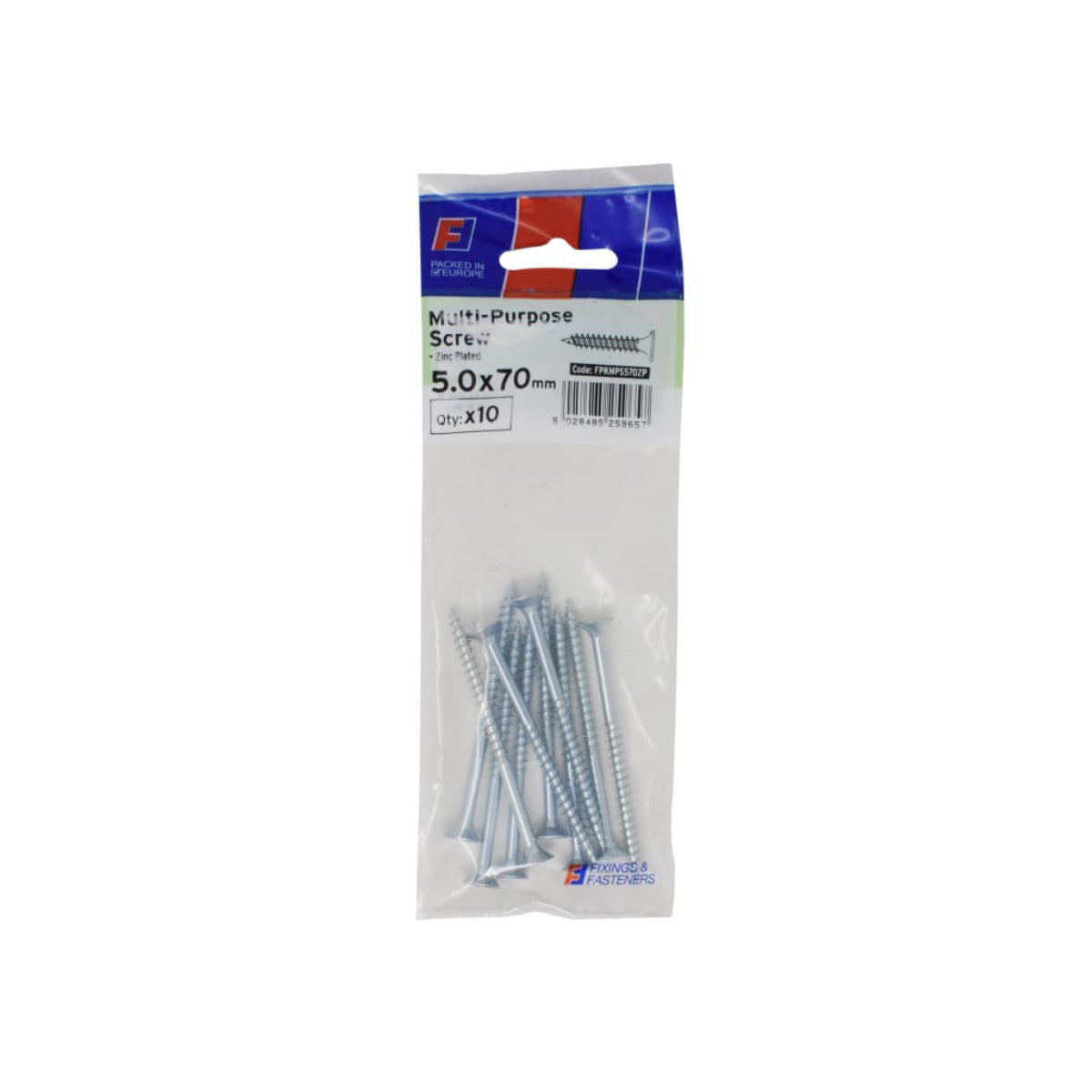 ForgeFix Multi-Purpose Pozi Screw CSK ST ZP 5.0 x 70mm ForgePack 10 FORFPMS570Z