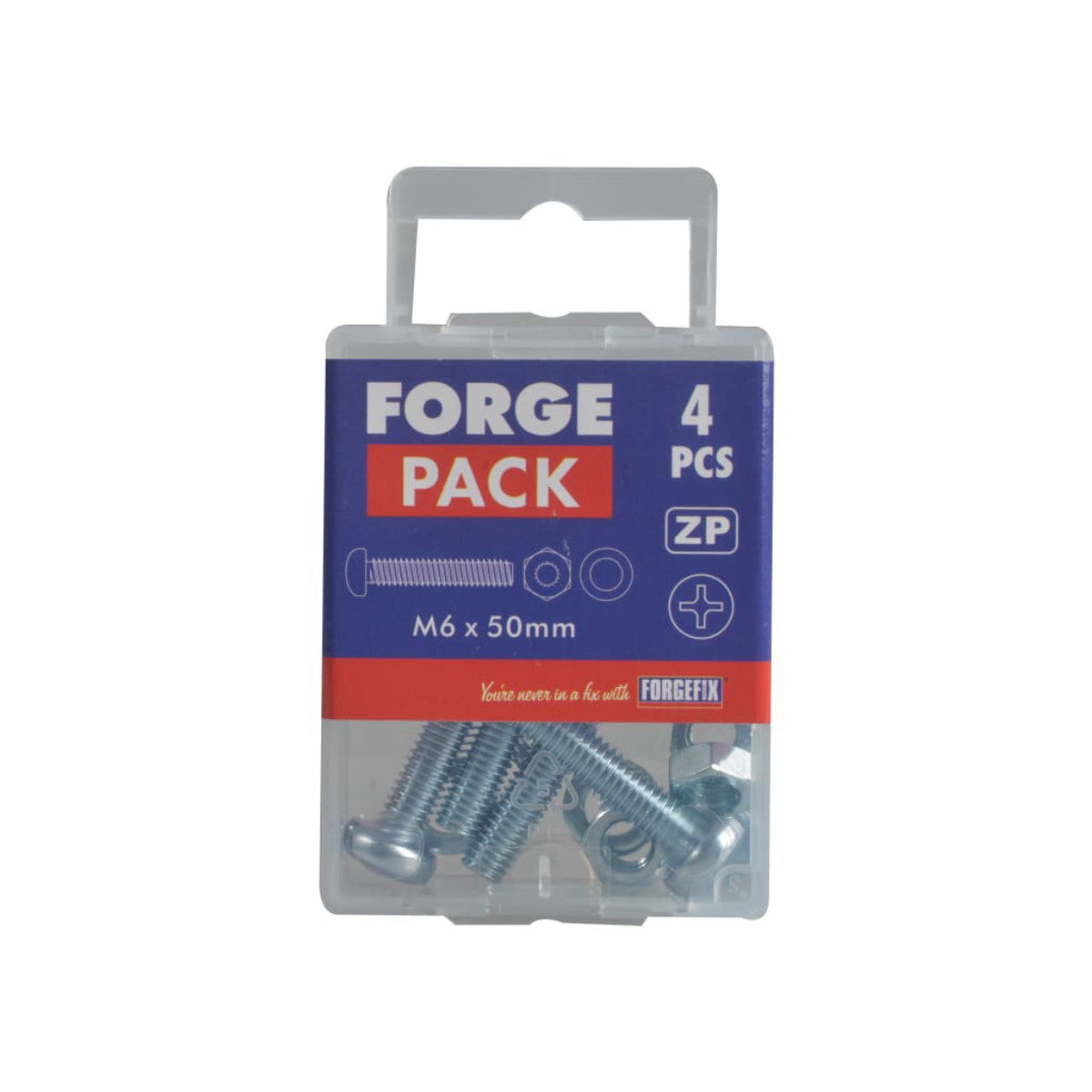 ForgeFix Machine Screw Pozi Compatible Pan Head ZP M6 x 50mm ForgePack 15 FORFPMSPH650