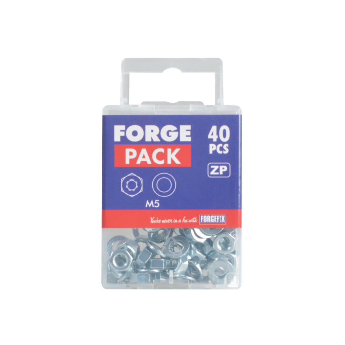 ForgeFix Hexagonal Nuts & Washers ZP M5 ForgePack 40 FORFPNUT5