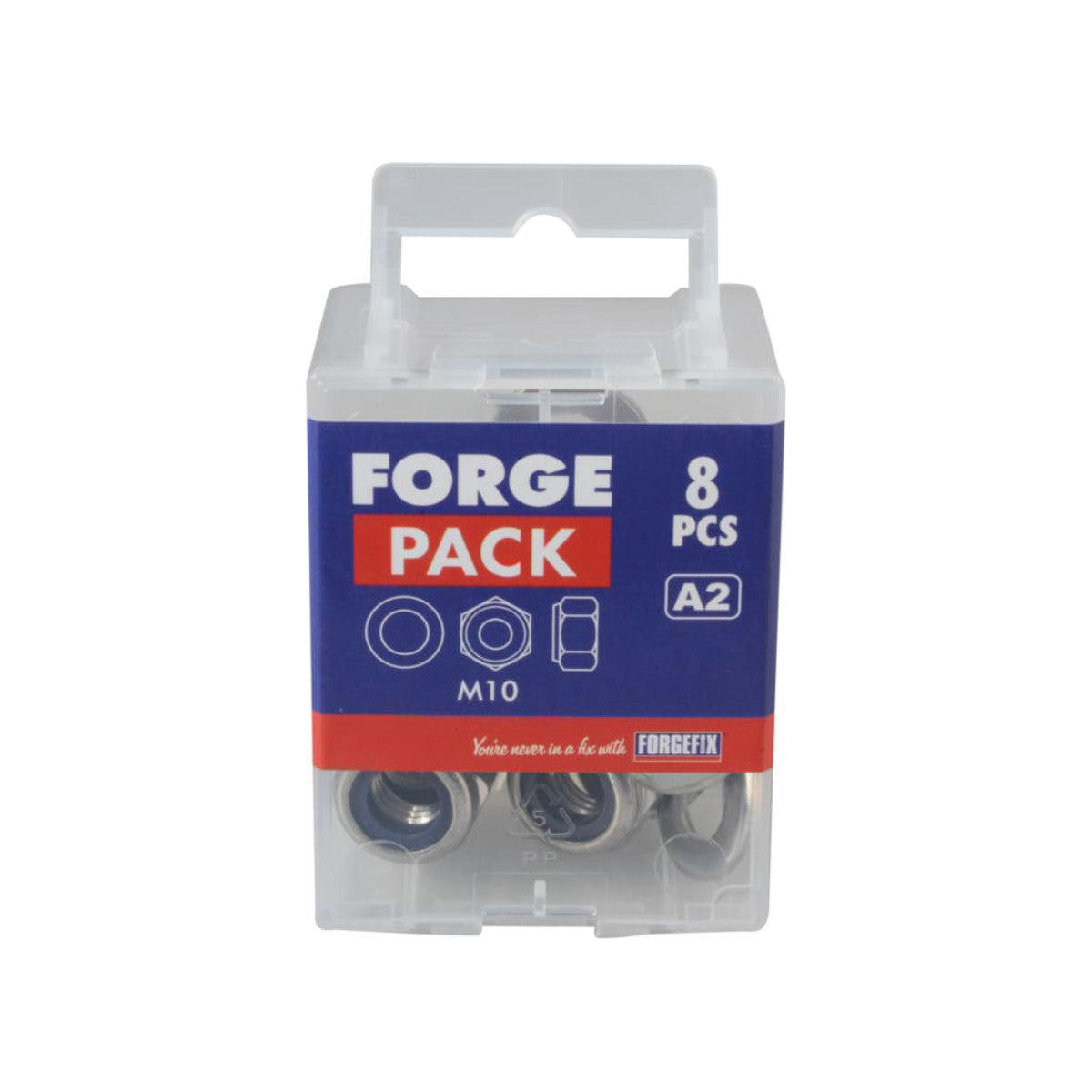 ForgeFix Nyloc Nuts & Washers A2 Stainless Steel M10 ForgePack 8 FORFPNYL10SS