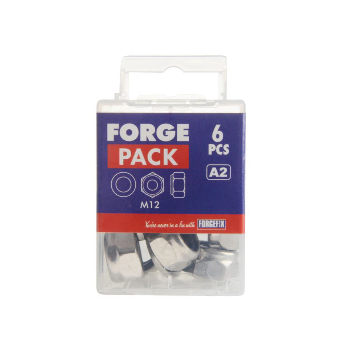 ForgeFix Nyloc Nuts & Washers A2 Stainless Steel M12 ForgePack 6 FORFPNYL12SS