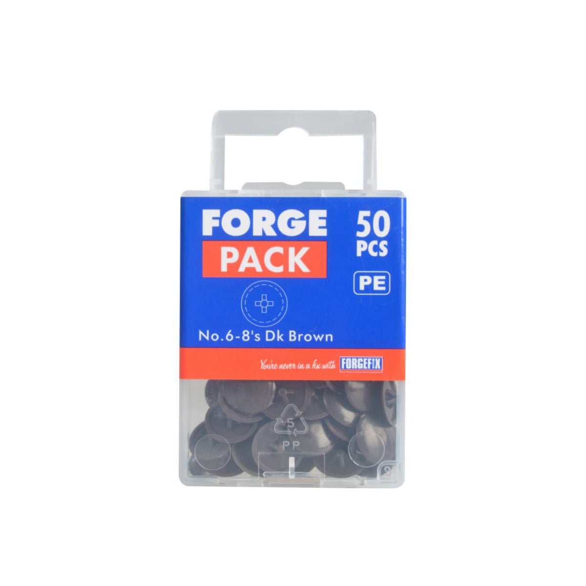 ForgeFix Pozi Compatible Cover Cap Dark Brown No.6-8 Forge Pack 50 FORFPPCC1