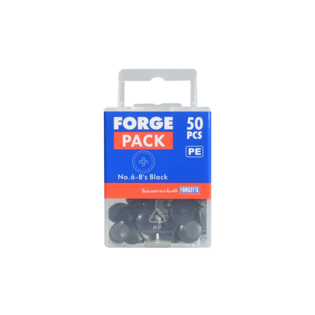 ForgeFix Pozi Compatible Cover Cap Black No.6-8 Forge Pack 50 FORFPPCC2