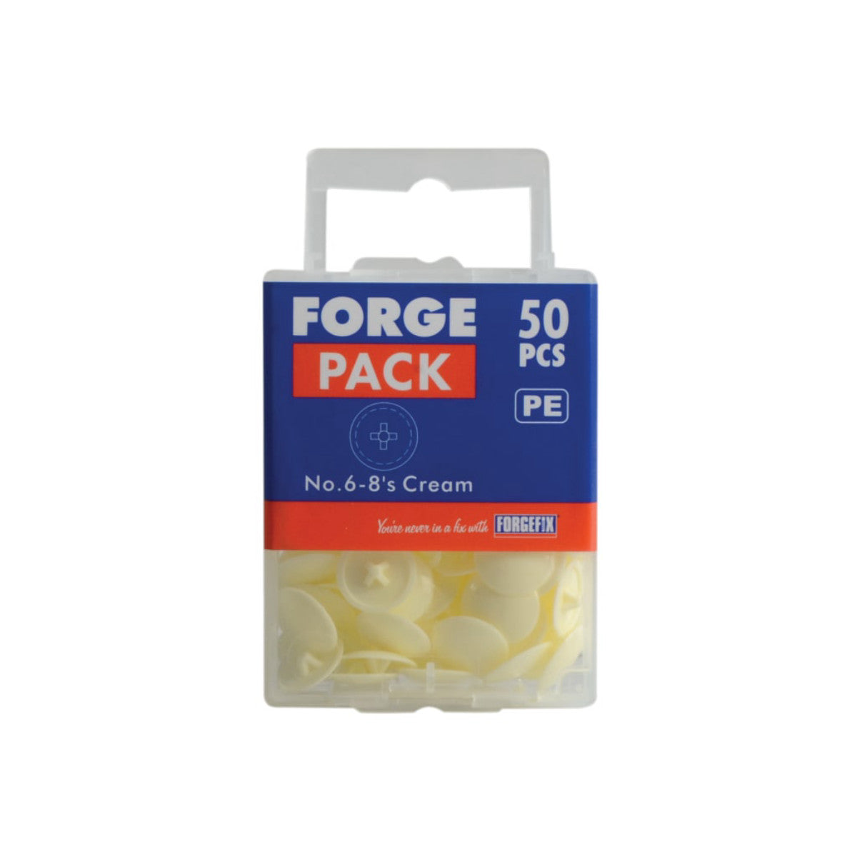 ForgeFix Pozi Compatible Cover Cap Cream No.6-8 Forge Pack 50 FORFPPCC3