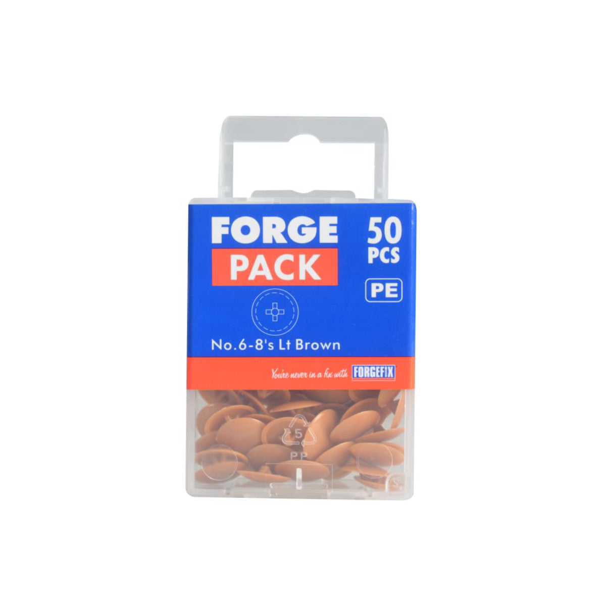 ForgeFix Pozi Compatible Cover Cap Light Brown No.6-8 Forge Pack 50 FORFPPCC4