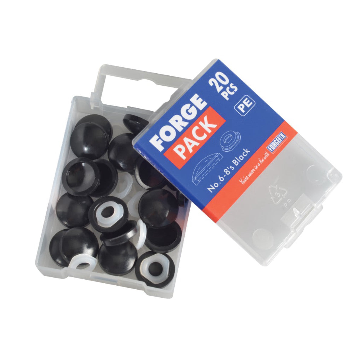 ForgeFix Domed Cover Cap Black No. 6-8 ForgePack 20 FORFPPDT2