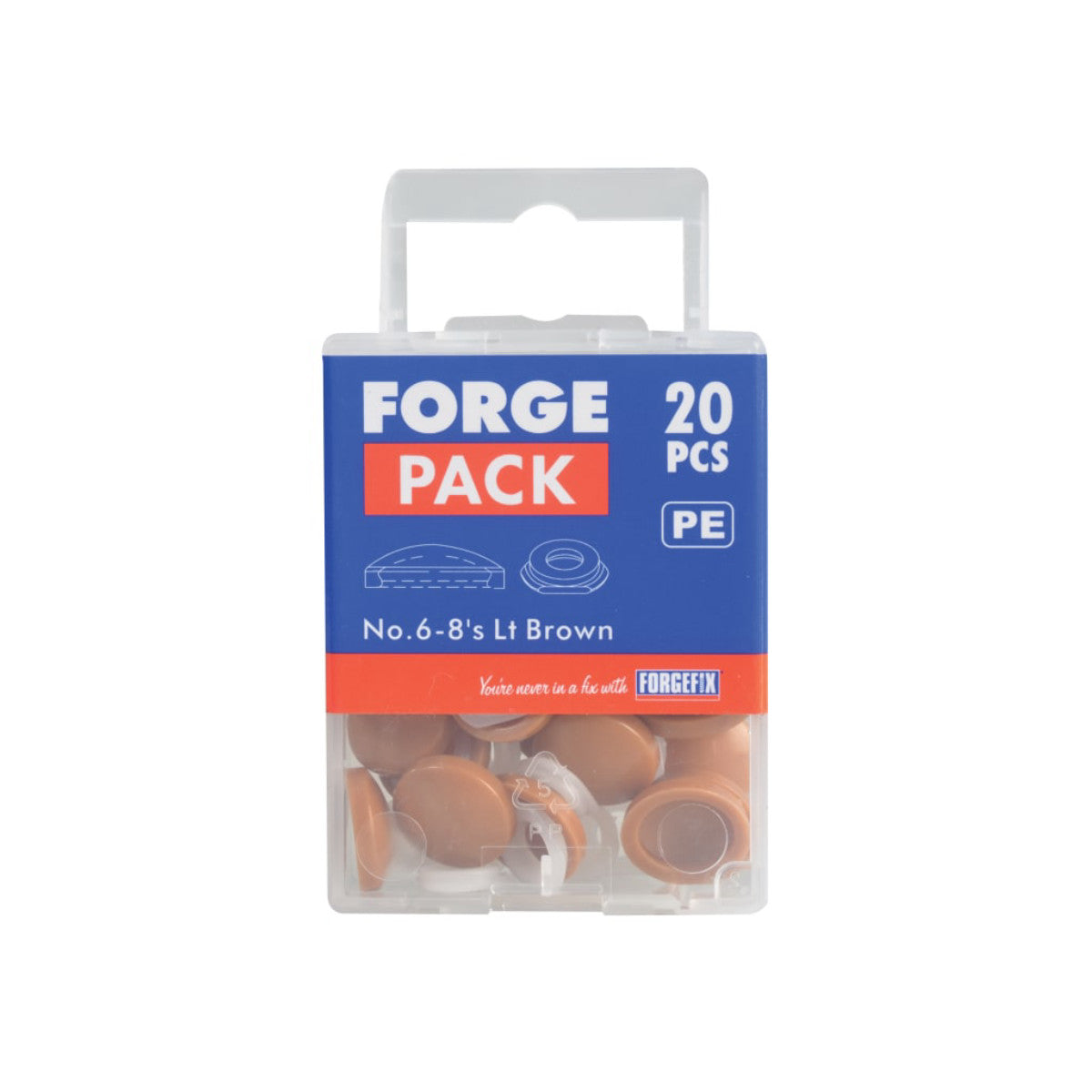 ForgeFix Domed Cover Cap Light Brown No. 6-8 ForgePack 20 FORFPPDT4