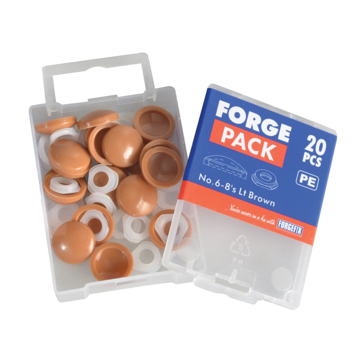 ForgeFix Domed Cover Cap Light Brown No. 6-8 ForgePack 20 FORFPPDT4