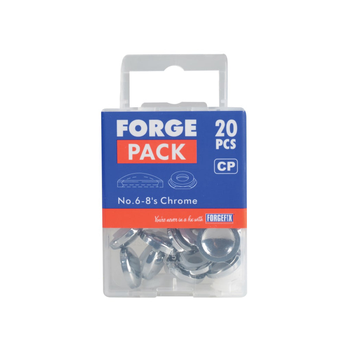 ForgeFix Domed Cover Cap Chrome No. 6-8 Forge Pack 20 FORFPPDT5