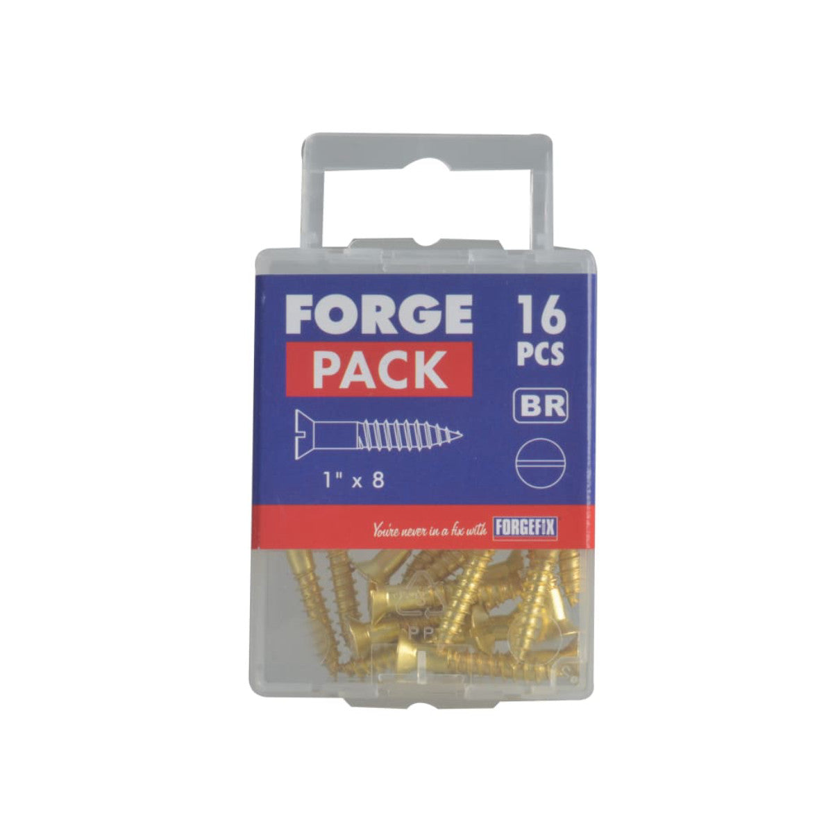 ForgeFix Wood Screw Slotted Raised Head Solid Brass 1in x 8 ForgePack 16 FORFPRA18B