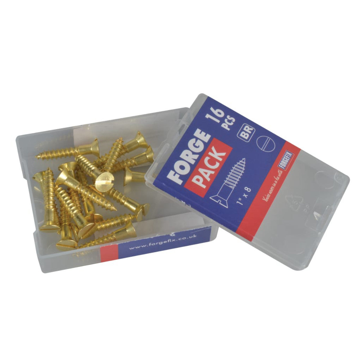 ForgeFix Wood Screw Slotted Raised Head Solid Brass 1in x 8 ForgePack 16 FORFPRA18B