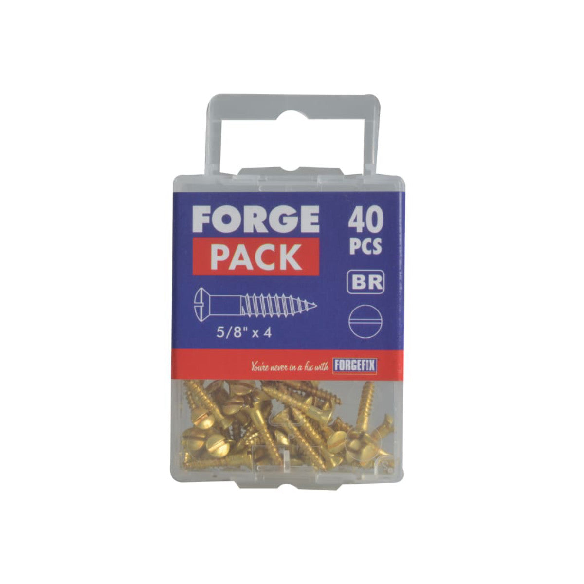 ForgeFix Wood Screw Slotted Raised Head Solid Brass 5/8in x 4 ForgePack 40 FORFPRA584B
