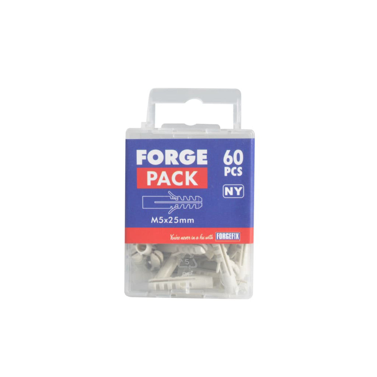 ForgeFix Nylon Expansion Wall Plug Rimless M5 x 25mm ForgePack 60 FORFPRIM525