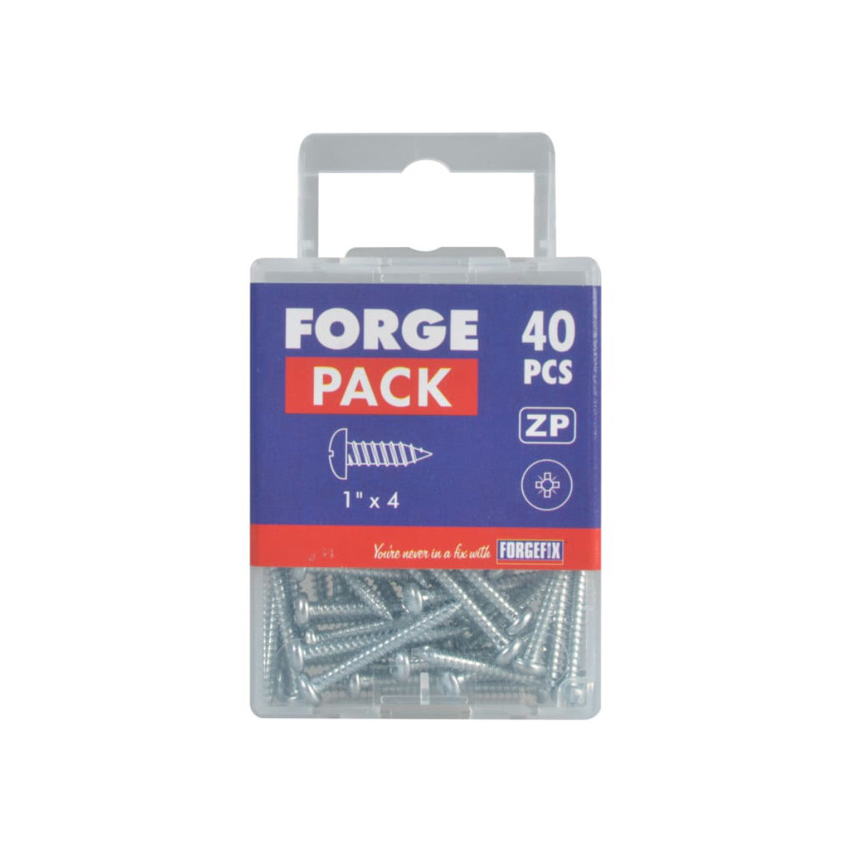 ForgeFix Self-Tapping Screw Pozi Compatible Pan Head ZP 1in x 4 ForgePack 40 FORFPS14Z