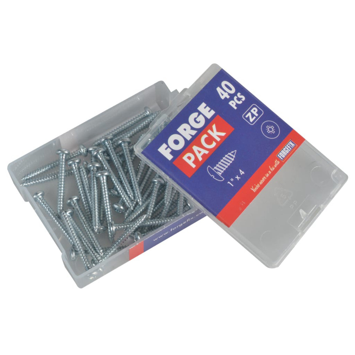 ForgeFix Self-Tapping Screw Pozi Compatible Pan Head ZP 1in x 4 ForgePack 40 FORFPS14Z