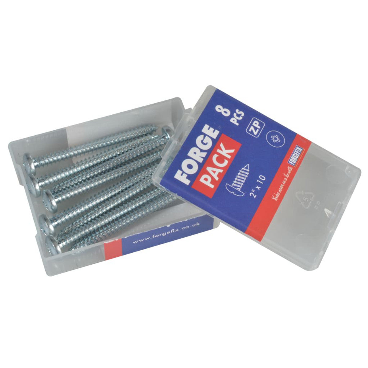 ForgeFix Self-Tapping Screw Pozi Compatible Pan Head ZP 2in x 10 ForgePack 8 FORFPS210Z
