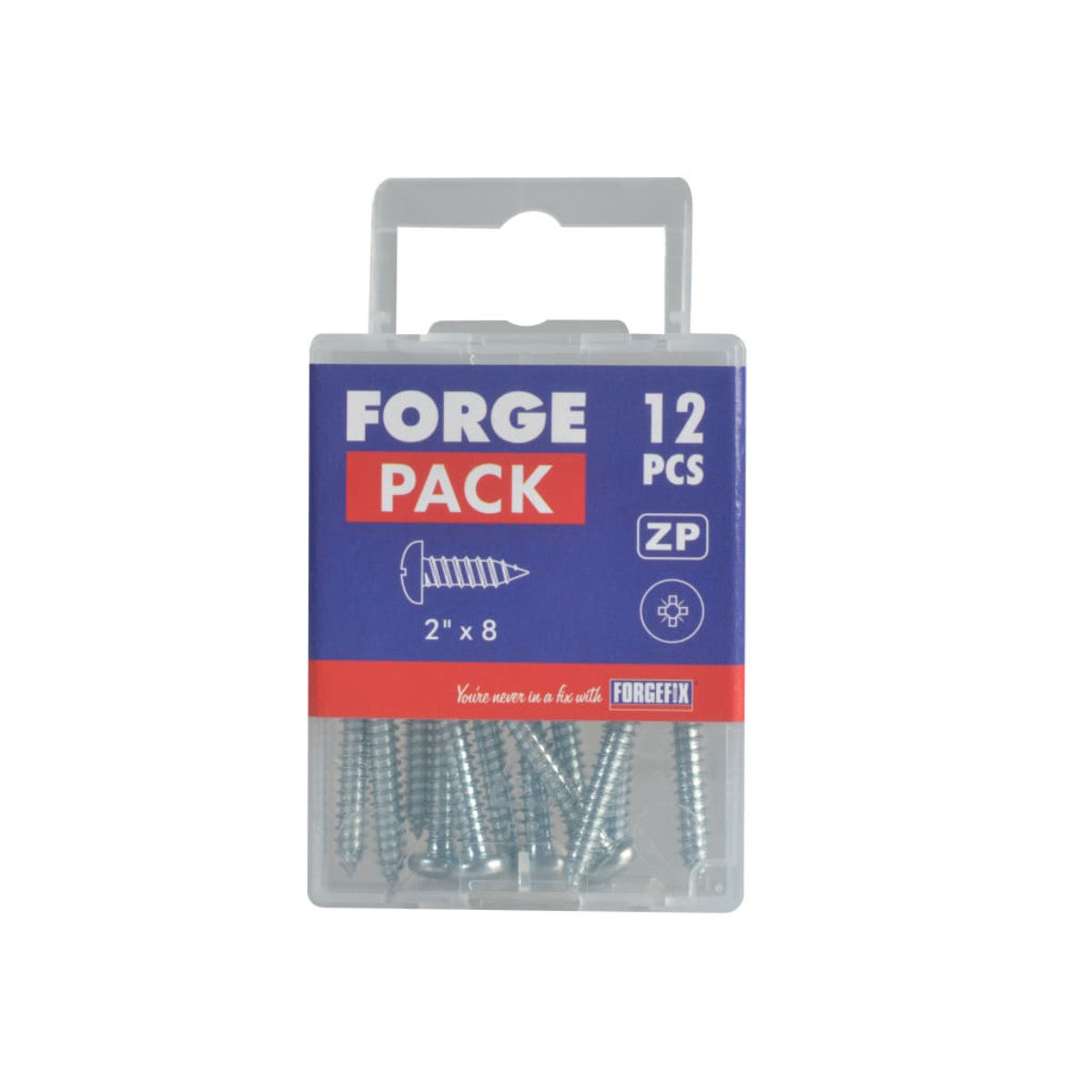 ForgeFix Self-Tapping Screw Pozi Compatible Pan Head ZP 2in x 8 ForgePack 12 FORFPS28Z