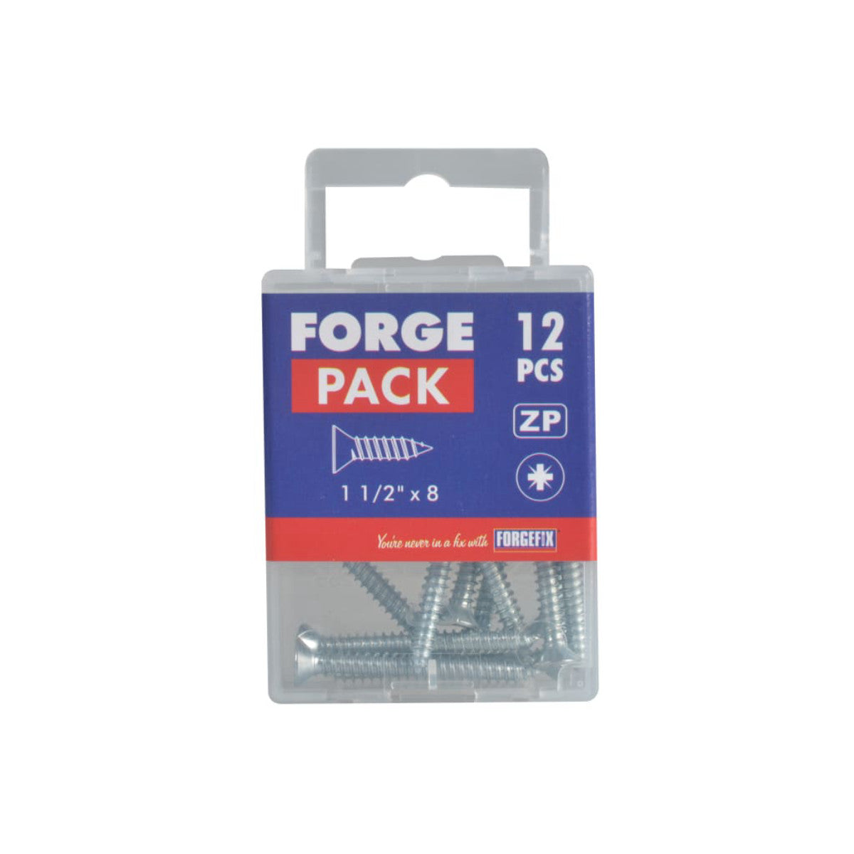 ForgeFix Self-Tapping Screw Pozi Compatible Pan Head ZP 1.1/2in x 8 ForgePack 12 FORFPSC1128Z