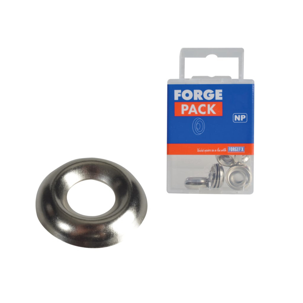 ForgeFix Screw Cup Washer Nickle Plated No.10 ForgePack 20 FORFPSCW10N