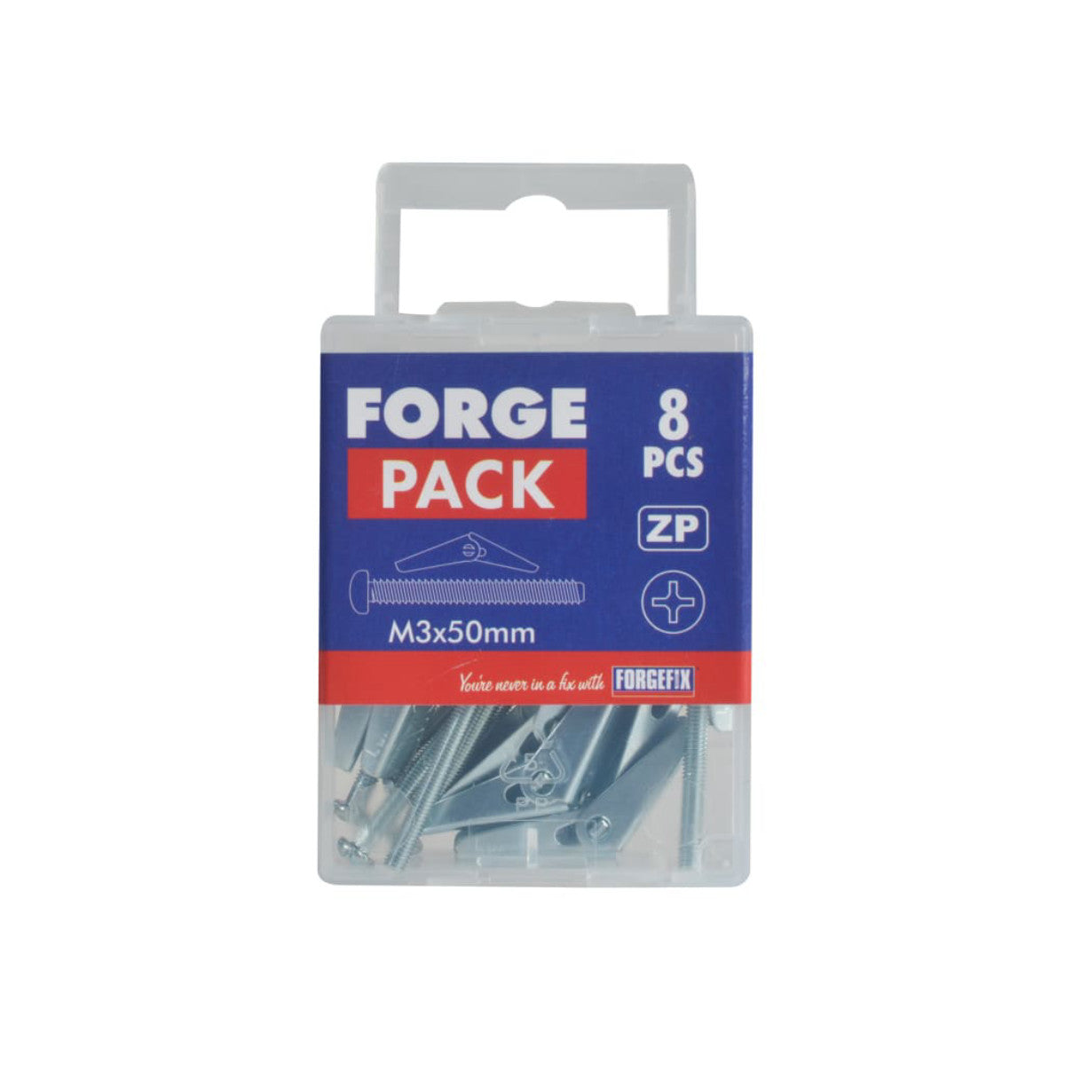 ForgeFix Plasterboard Spring Toggle ZP M3 X 50mm ForgePack 8 FORFPTOG350