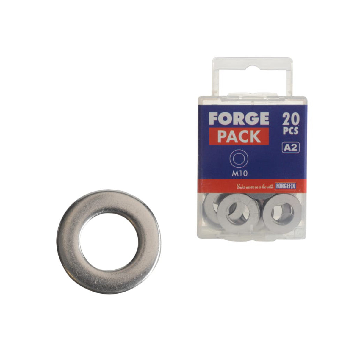 ForgeFix Flat Washers DIN125 A2 Stainless Steel M10 ForgePack 20 FORFPWAS10S