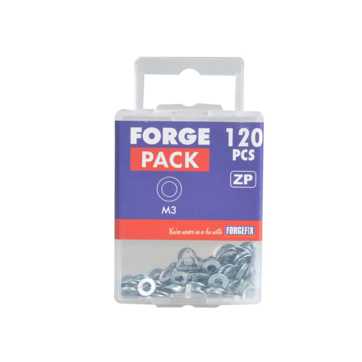 ForgeFix Flat Washers DIN125 ZP M3 ForgePack 120 FORFPWAS3