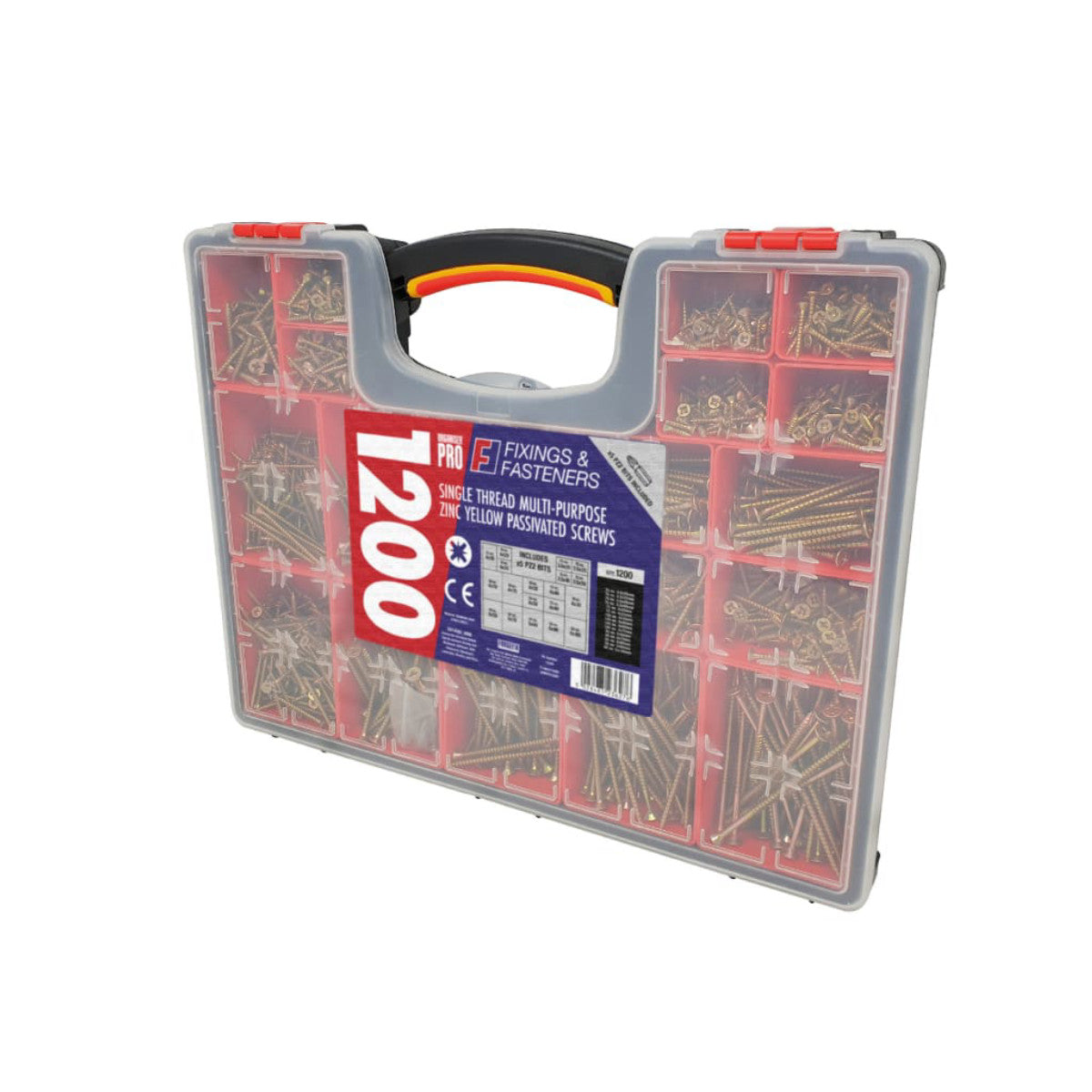 ForgeFix Organiser Pro Multi-Purpose Wood Screw Kit, 1200 Piece FORMPS1200Y