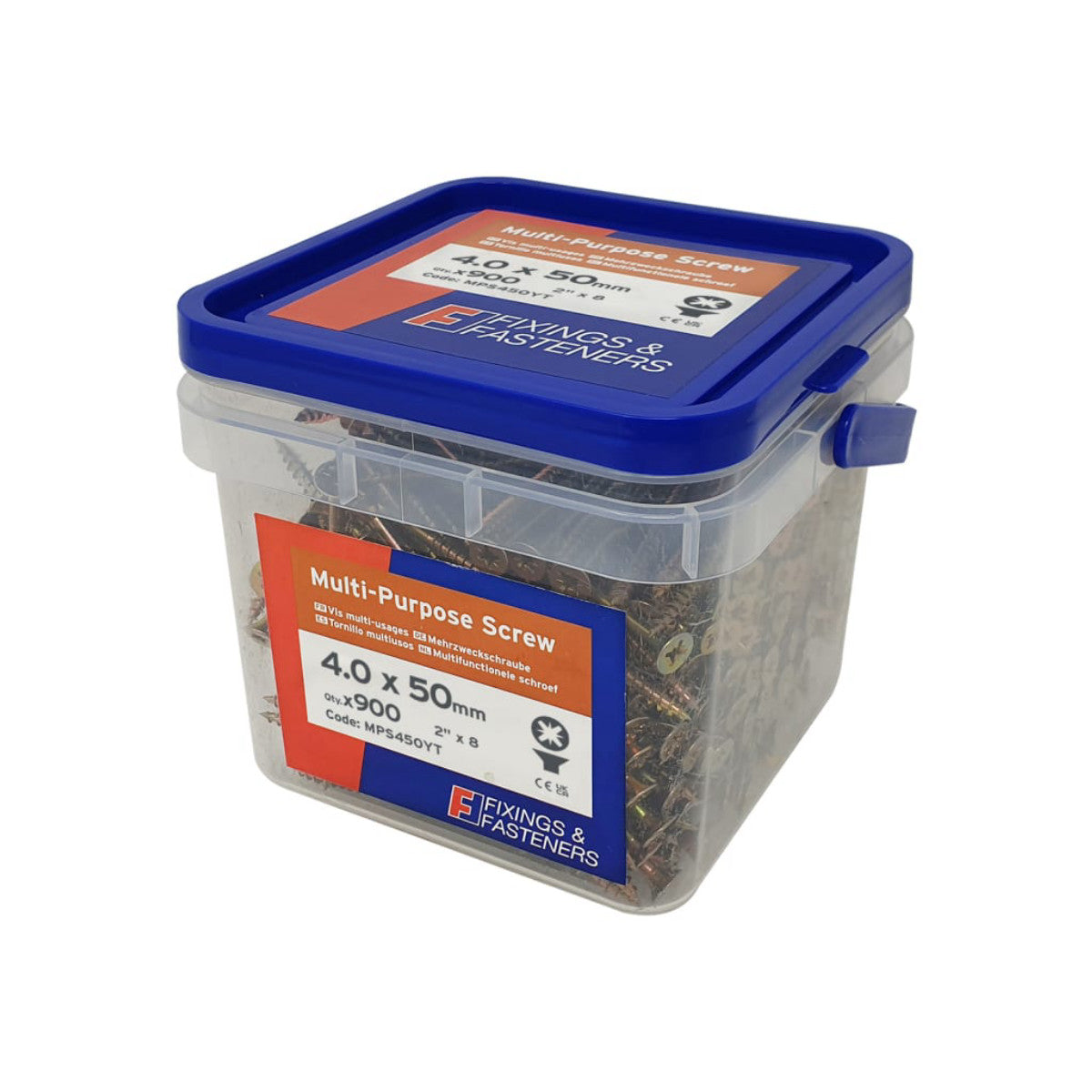 ForgeFix Multi-Purpose Pozi Compatible Screw CSK ST ZYP 4.0 x 50mm Tub 900 FORMPS450YT