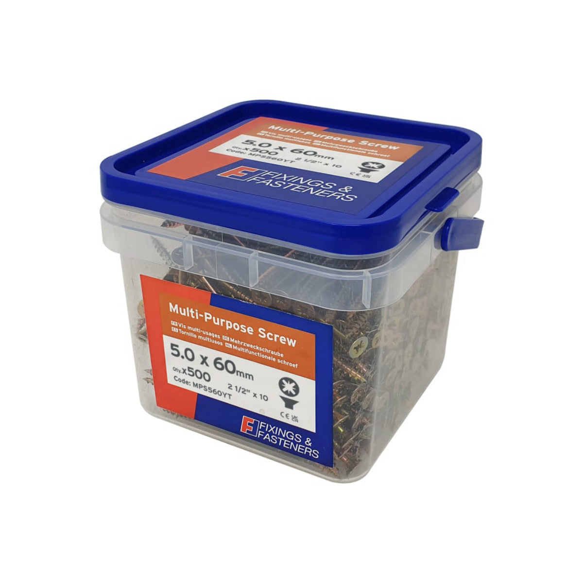 ForgeFix Multi-Purpose Pozi Compatible Screw CSK ST ZYP 5.0 x 60mm Tub 500 FORMPS560YT