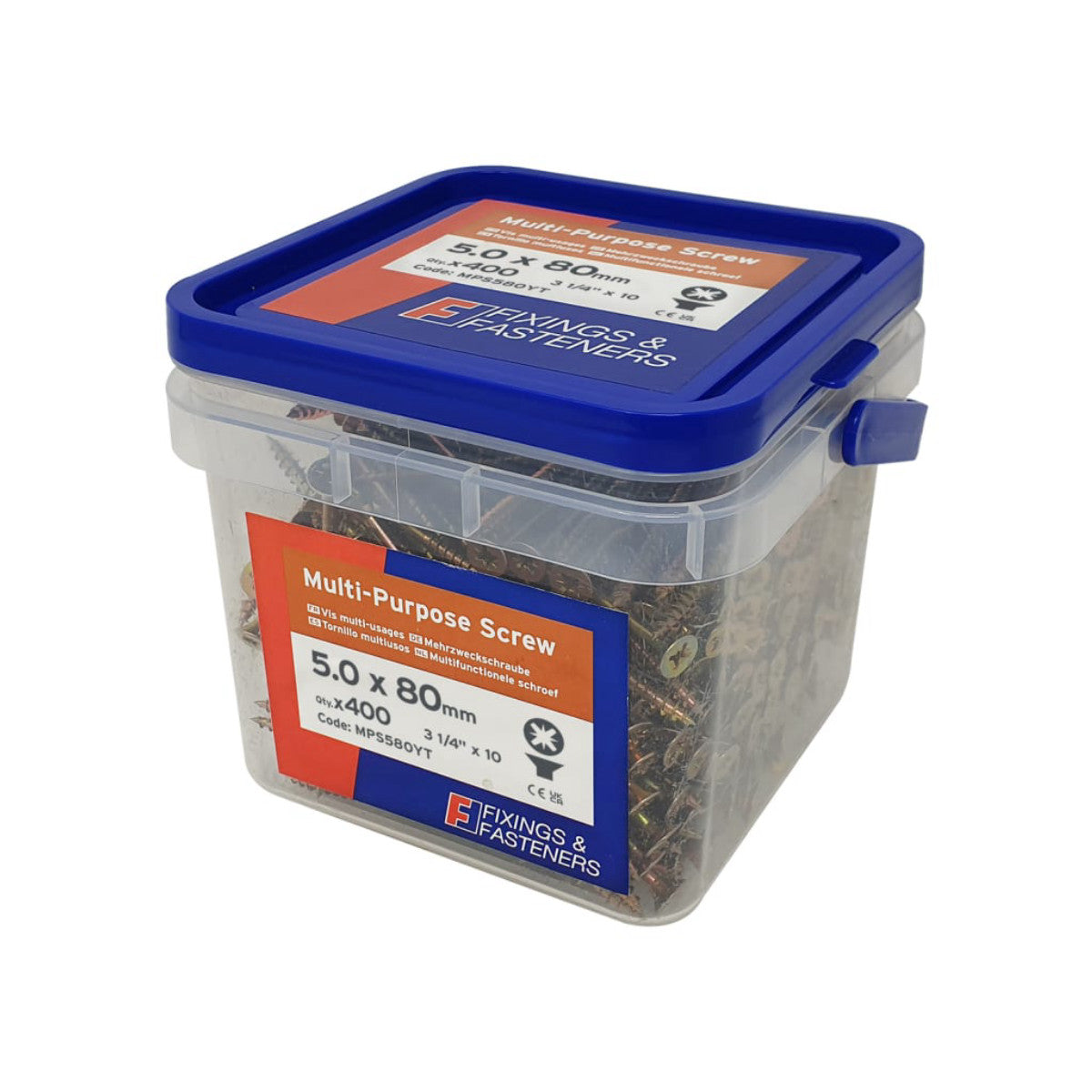 ForgeFix Multi-Purpose Pozi Compatible Screw CSK ST ZYP 5.0 x 80mm Tub 400 FORMPS580YT