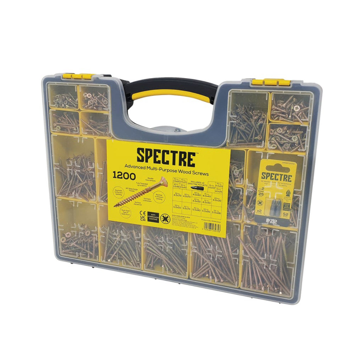ForgeFix Spectre Wood Screw Site Organiser 1200 Piece FOROPSP1200Y