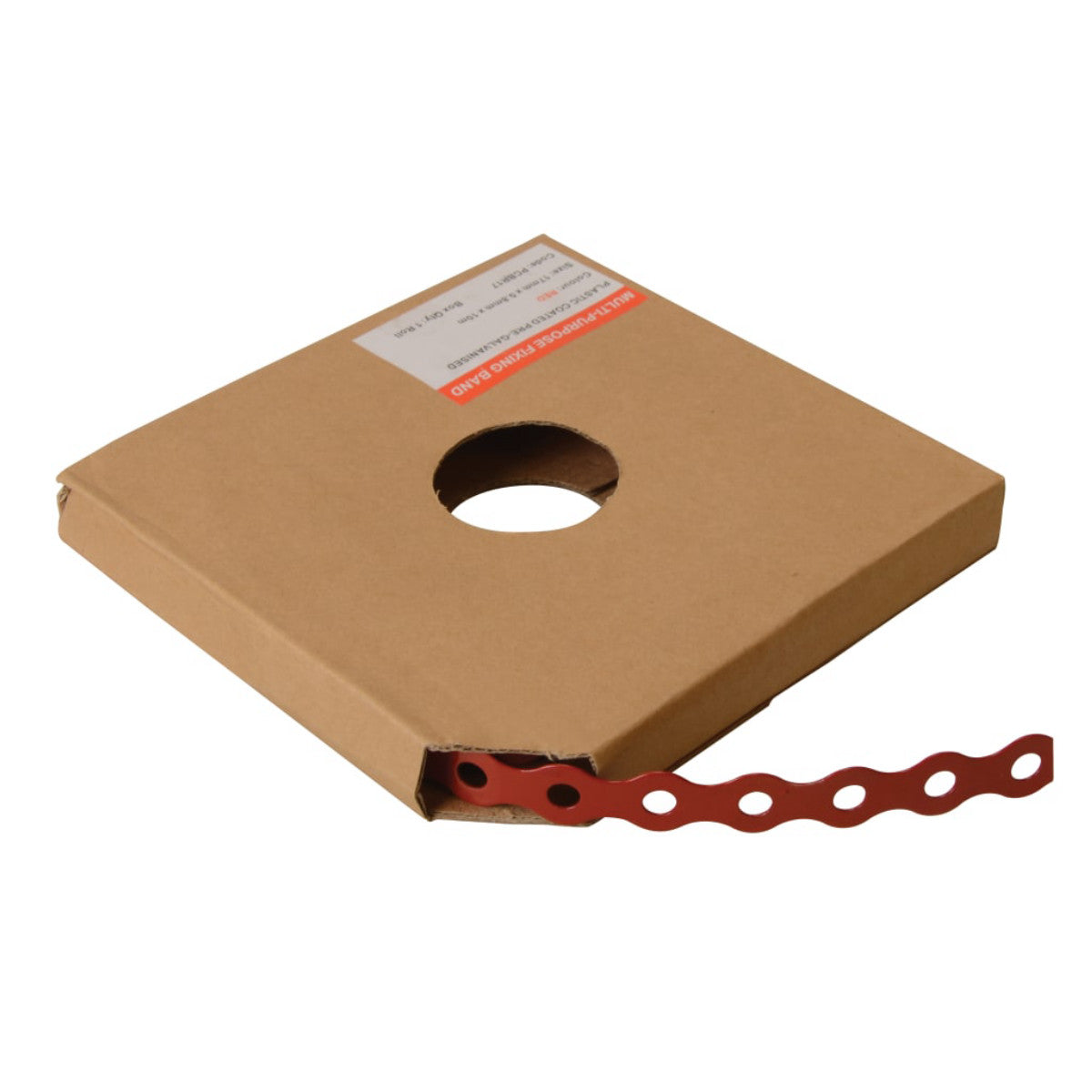 ForgeFix Red Plastic Coated Pre-Galvanised Band 12mm x 0.8 x 10m Box 1 FORPCBR12