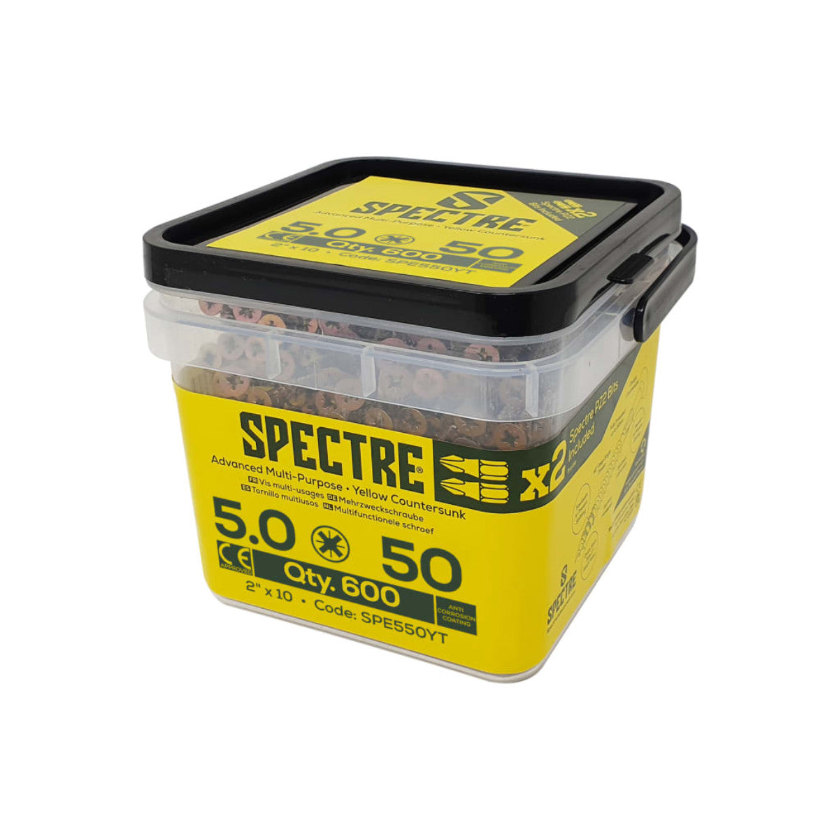 ForgeFix Spectre Pozi Compatible Wood Screw CSK ZYP 5.0 x 50mm Tub 600 FORSP550YT
