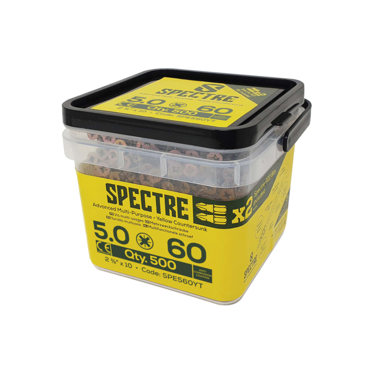 ForgeFix Spectre PZ Compatible Wood Screw CSK ZYP 5.0 x 60mm Tub 500 FORSP560YT
