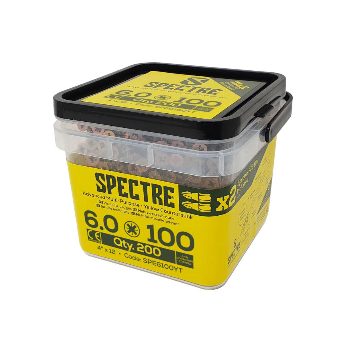 ForgeFix Spectre PZ Compatible Wood Screw CSK ZYP 6.0 x 100mm Tub 200 FORSP6100YT