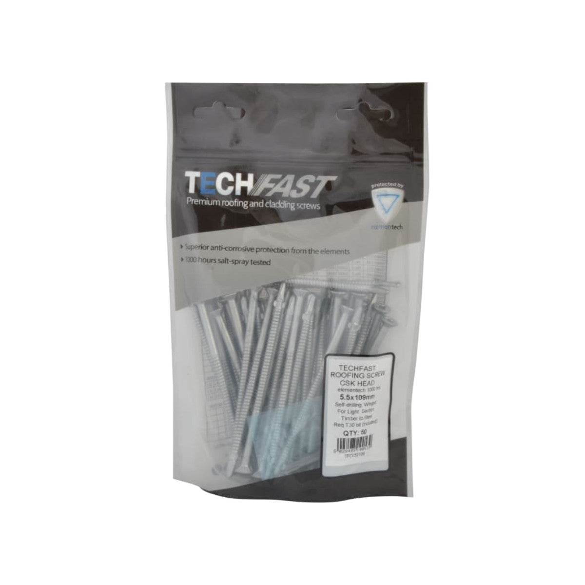 ForgeFix TechFast Roofing Screw Timber - Steel Light Section 5.5 x 109mm Pack 50 FORTFCL55109